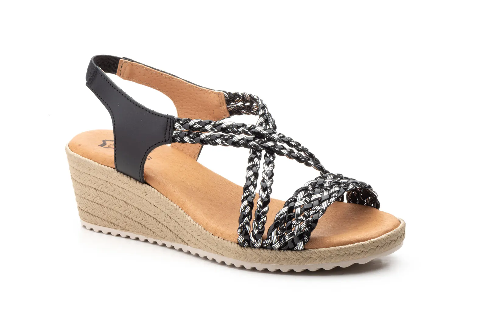 Braided wedge sandals worn view