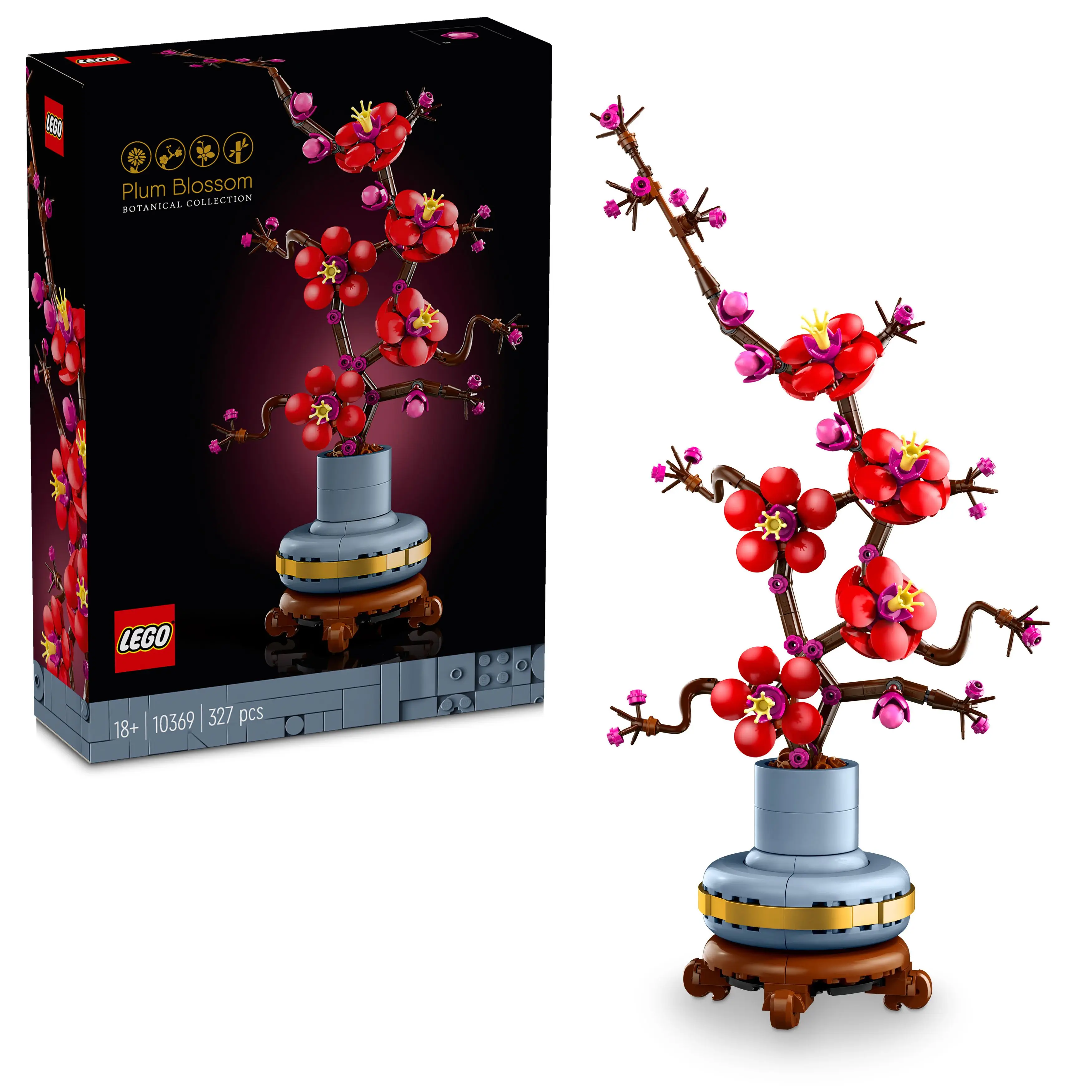 LEGO 10369 Icons Flor de Ciruelo Adorno floral, planta artificial de regalo para adultos