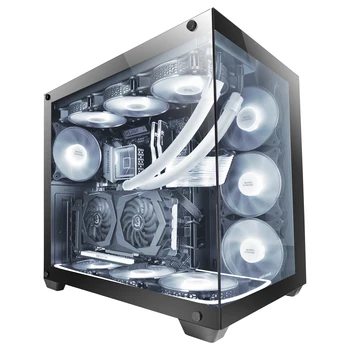 Mars Gaming MCV4, Torre Gaming Custom XXL E-ATX, Ventana Cristal Templado Lateral y Frontal Sin Marco, Estructura Modular Doble Cámara, Caja PC Gaming Negro, Rosa o Blanco