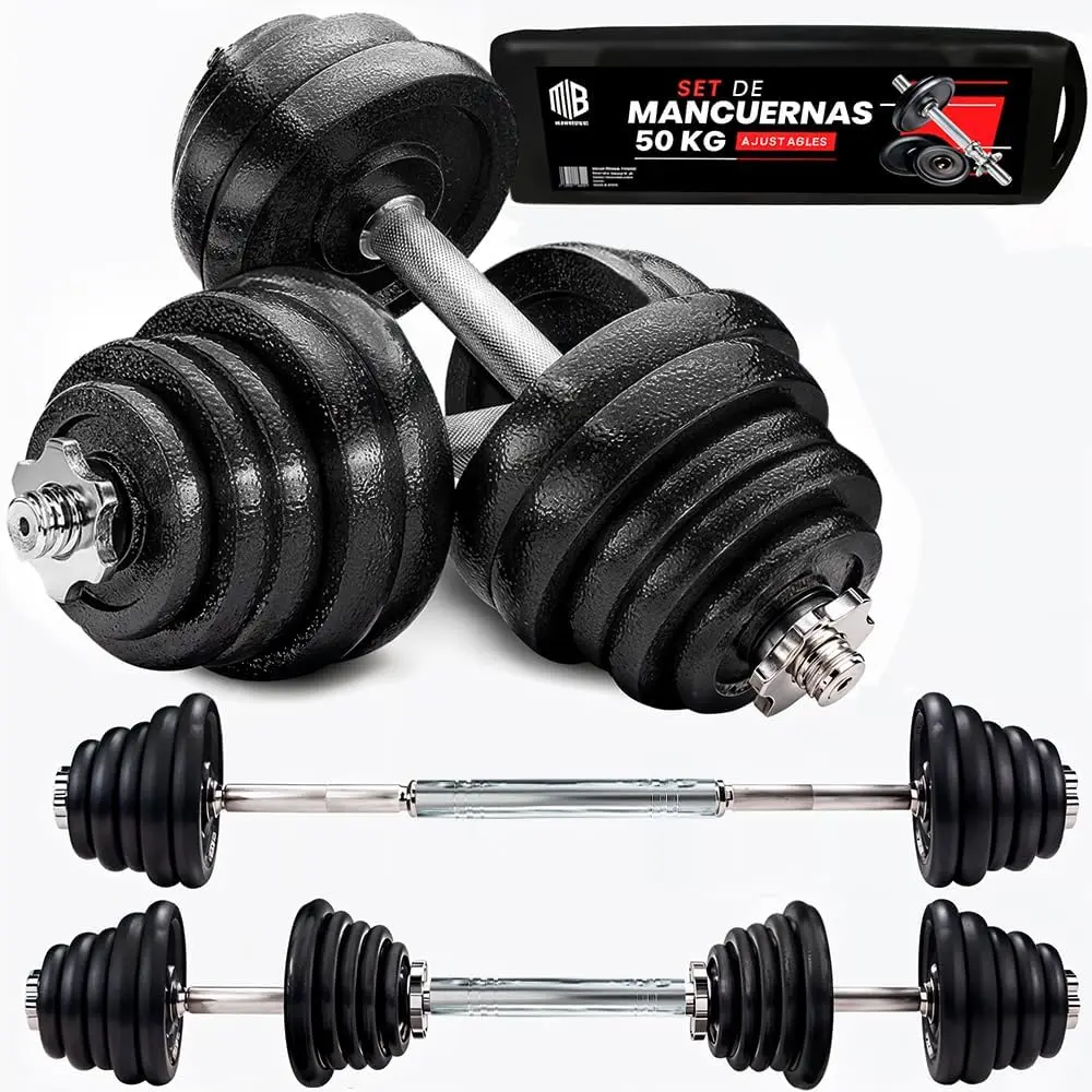 50 Kg Mancuernas Mas Barra Mancuernas Regulables En Con Discos De
