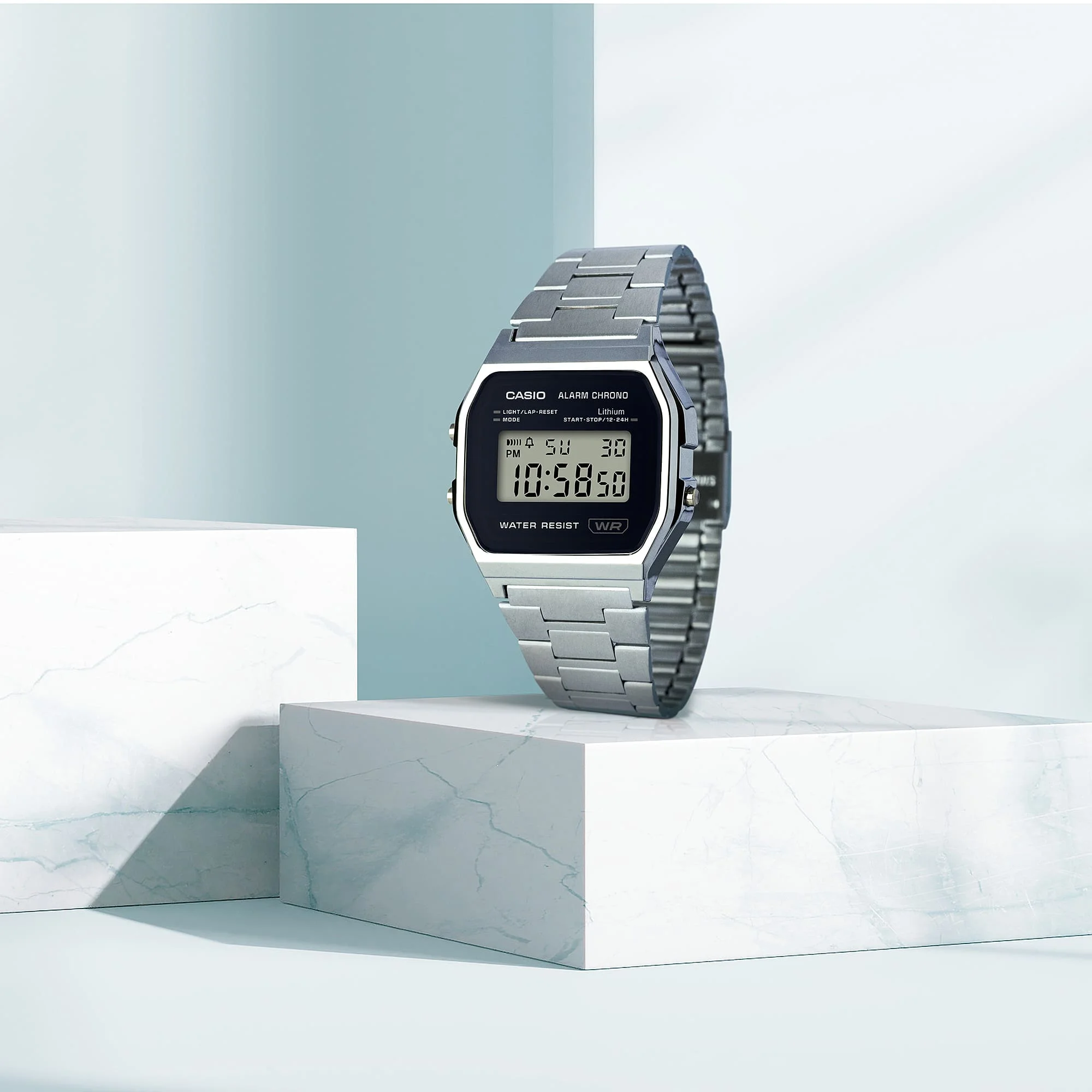 Casio a158wea-1ef watch - retro silver • water resistant
