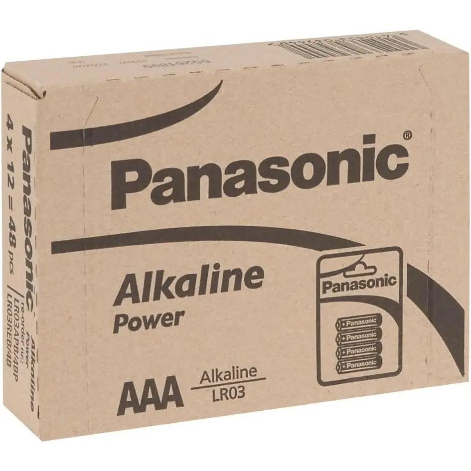 Baterías AAA Alcalinas Panasonic POWER LR03 - Juego de 48 Pilas con Protección Antifugas, Ideal para Controles, Juguetes y Cámaras