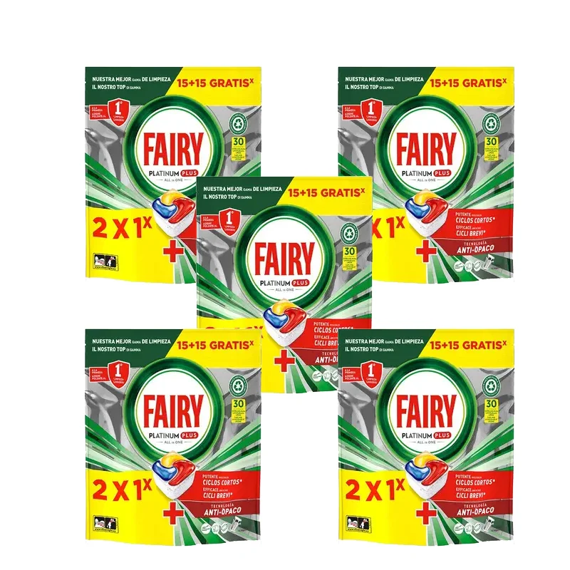 Fairy platinum plus all in one (150 capsules) - 2x1 savings pack, dishwasher tablets for deep cleaning, superior shine and lemon fragrance
