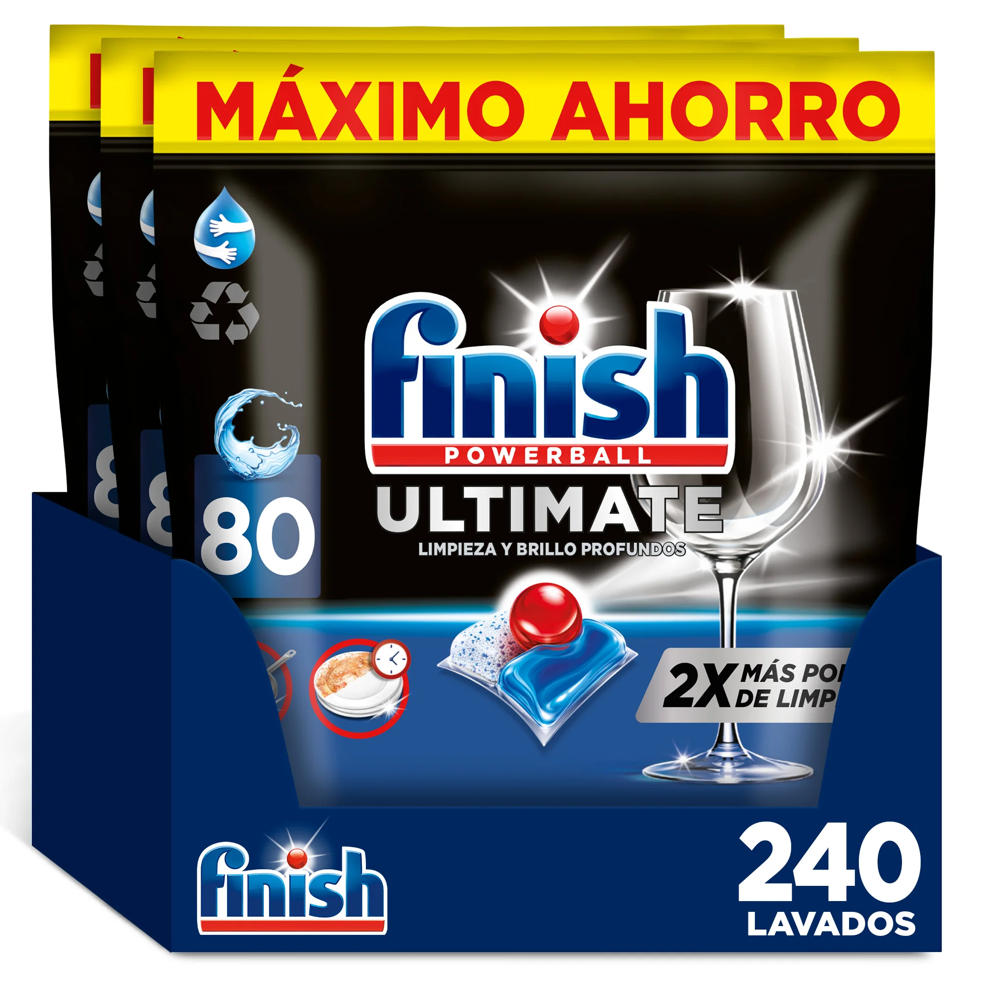 Finish powerball ultimate. 160 | 240 dishwasher tablets. regular aroma. deep cleaning and shine