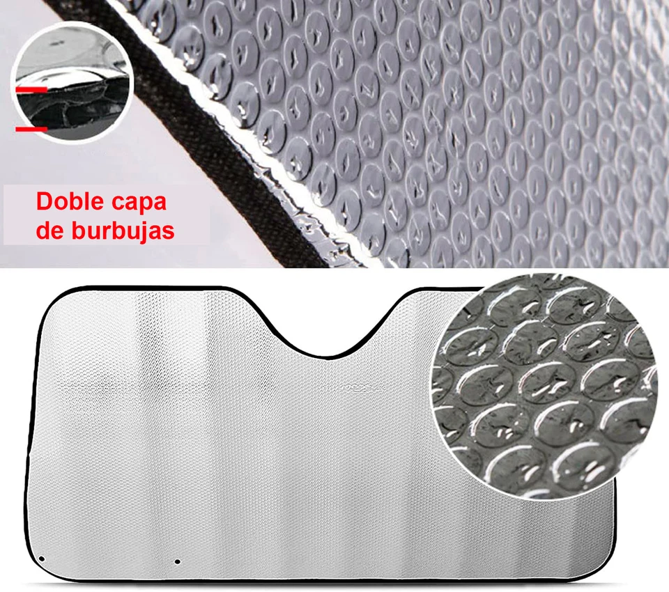 Parasol Para Parabrisas De Coche - 140 X 70 Cm, Reflectante, 5 Capas, Protección UV 99%, Plegable, Universal Para Autos Y SUV