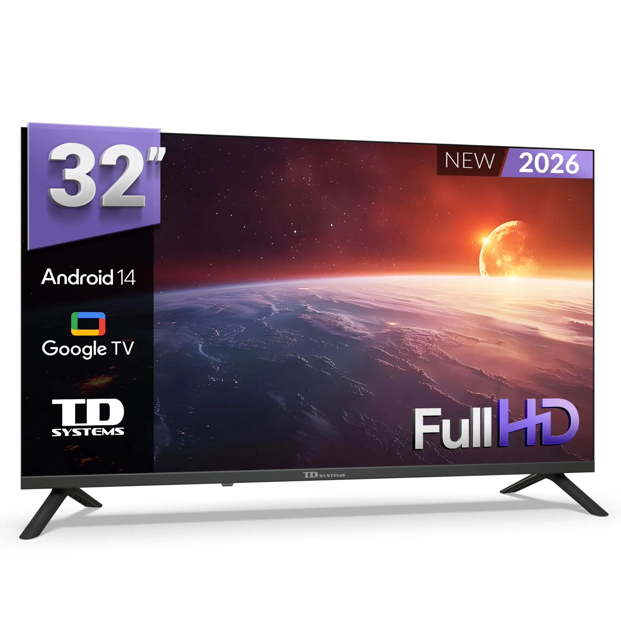Smart TV 32 pulgadas Led Full HD, televisor Hey Google Official Assistant, control por voz - TD Systems K32DLC21FGLE