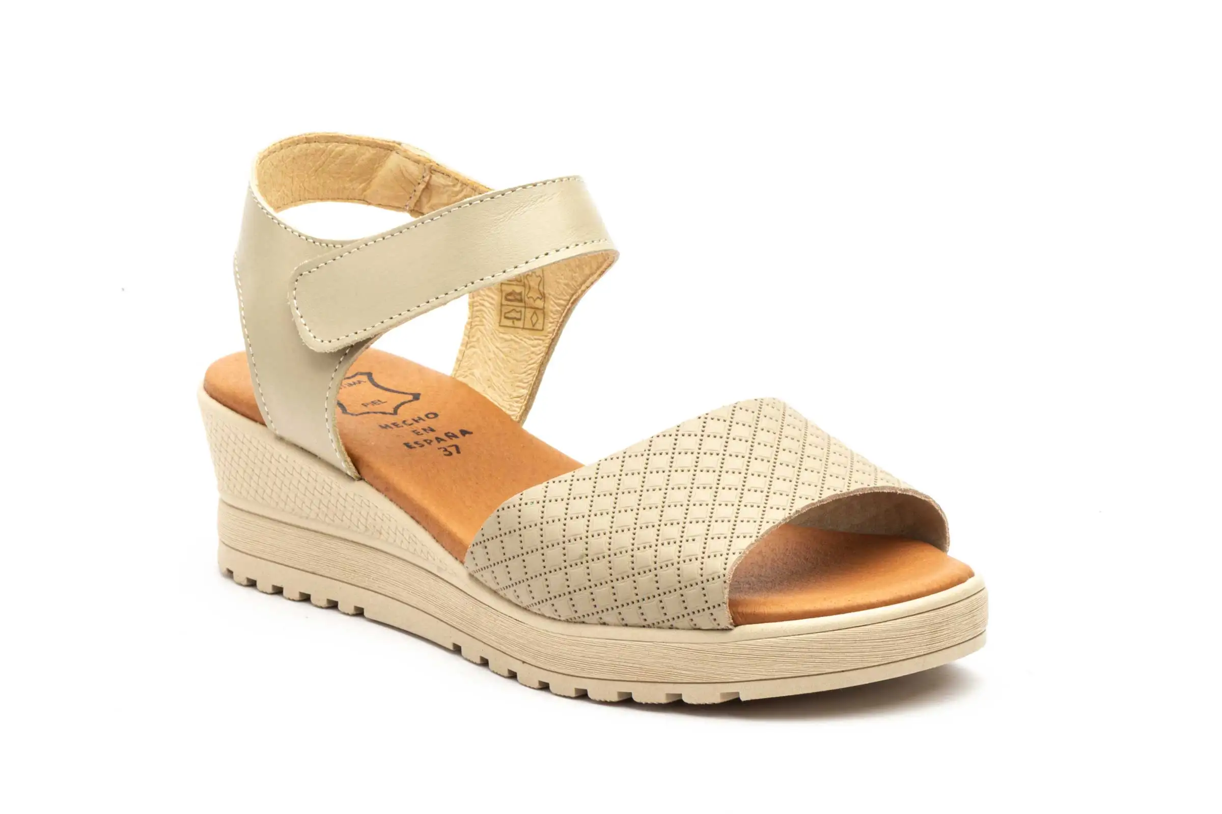 Black wedge sandals packaging