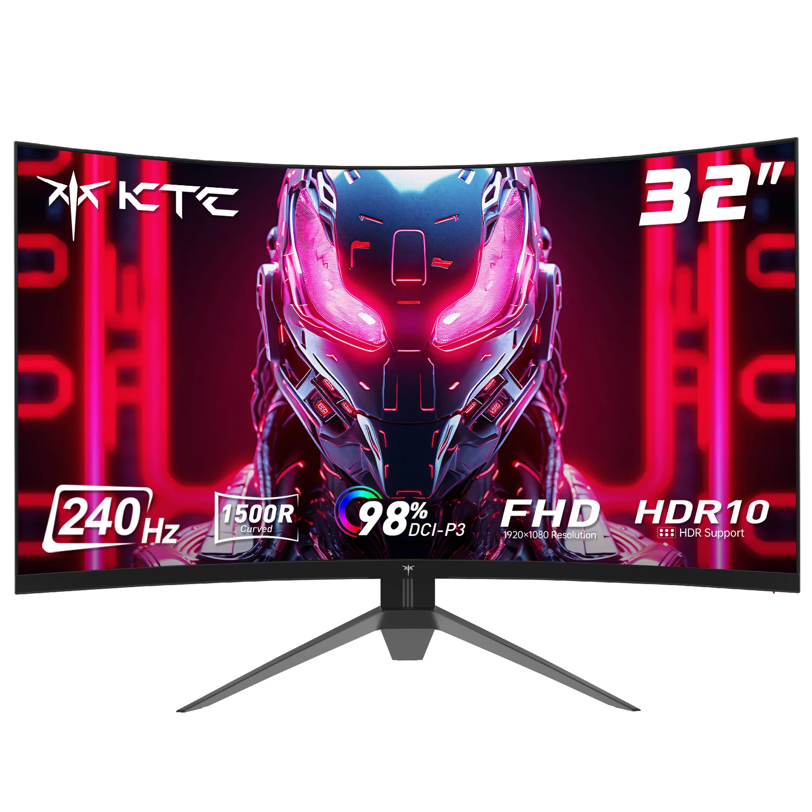 KTC Monitor Gaming Curvo 32 Pulgadas_ 240Hz_ 125% sRGB_ 1920x1080 _ 1ms_ HVA 1500R Sin Marco_ HDR10_ FreeSync & G-Sync_ Pantalla de reducción de luz Azul_ DP1.4 _ HDMI2.0 _ H32S17F