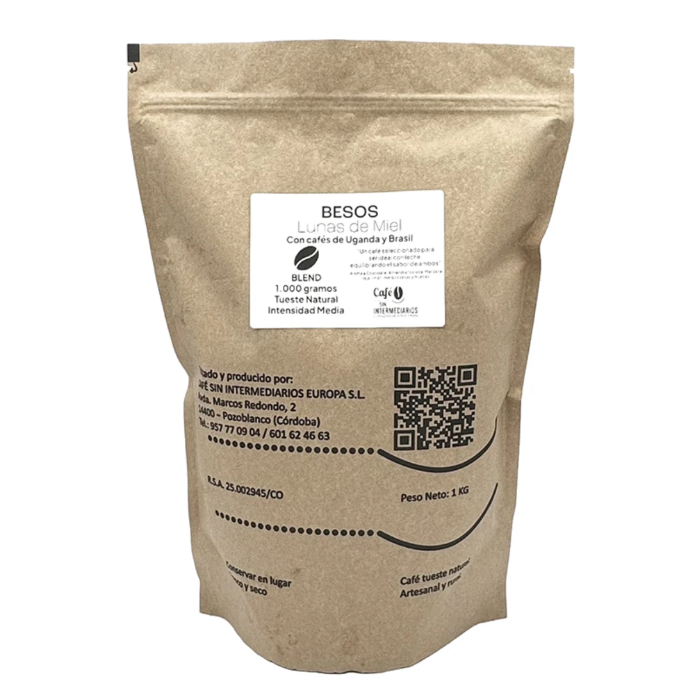 CAFE SIN INTERMEDIARIOS | Besos | Café Colombia 1Kg | Tostado semanal | Molido al envío | Intensidad media | Ideal con leche