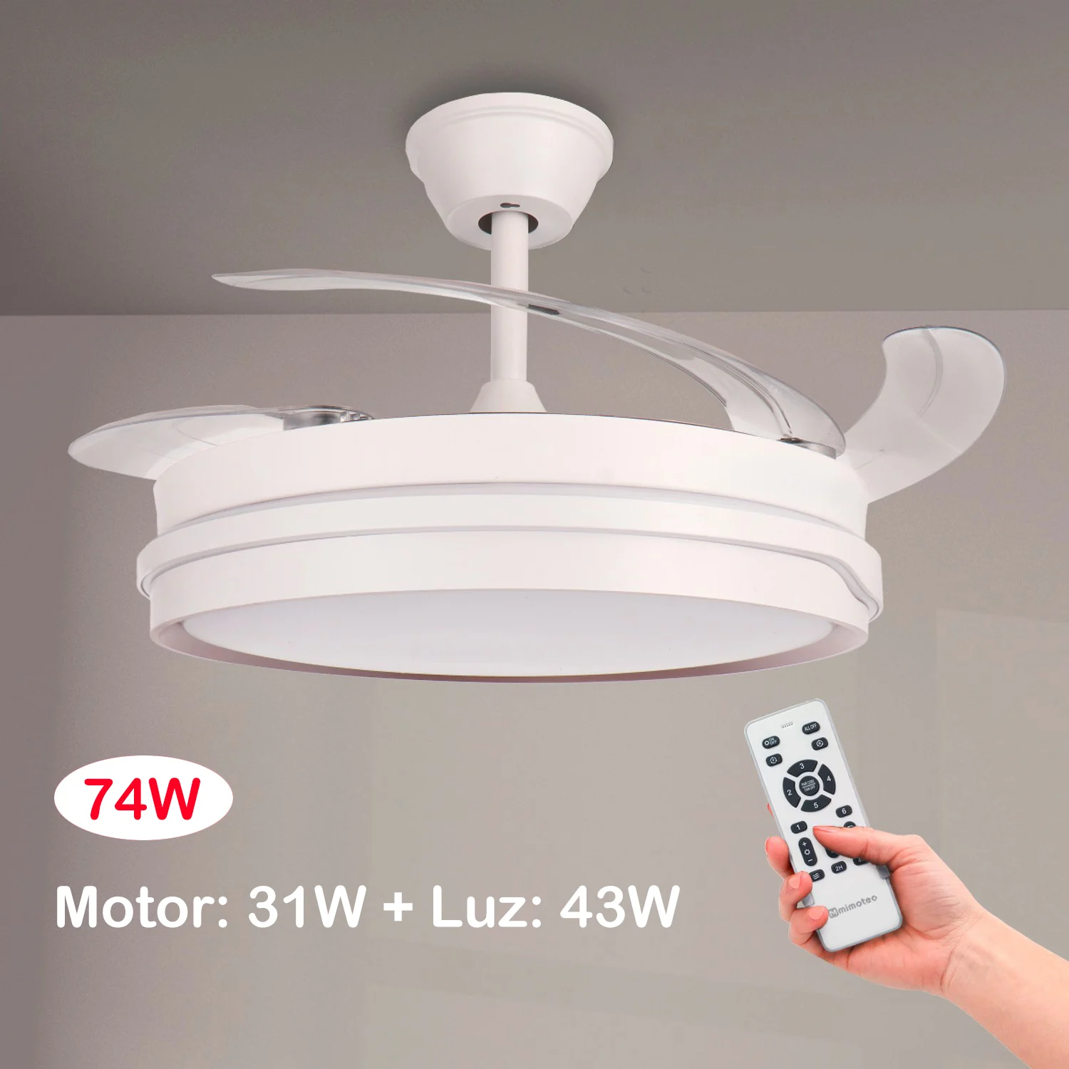 Ventilador De Techo Portátil Con Luz LED - USB Recargable, 3 Velocidades, Temporizador | Ideal Para Camping Y Emergencias
