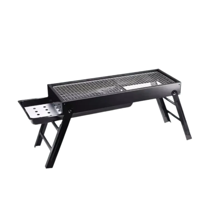 Barbacoa larga portatil de carbon, plegable y ligera