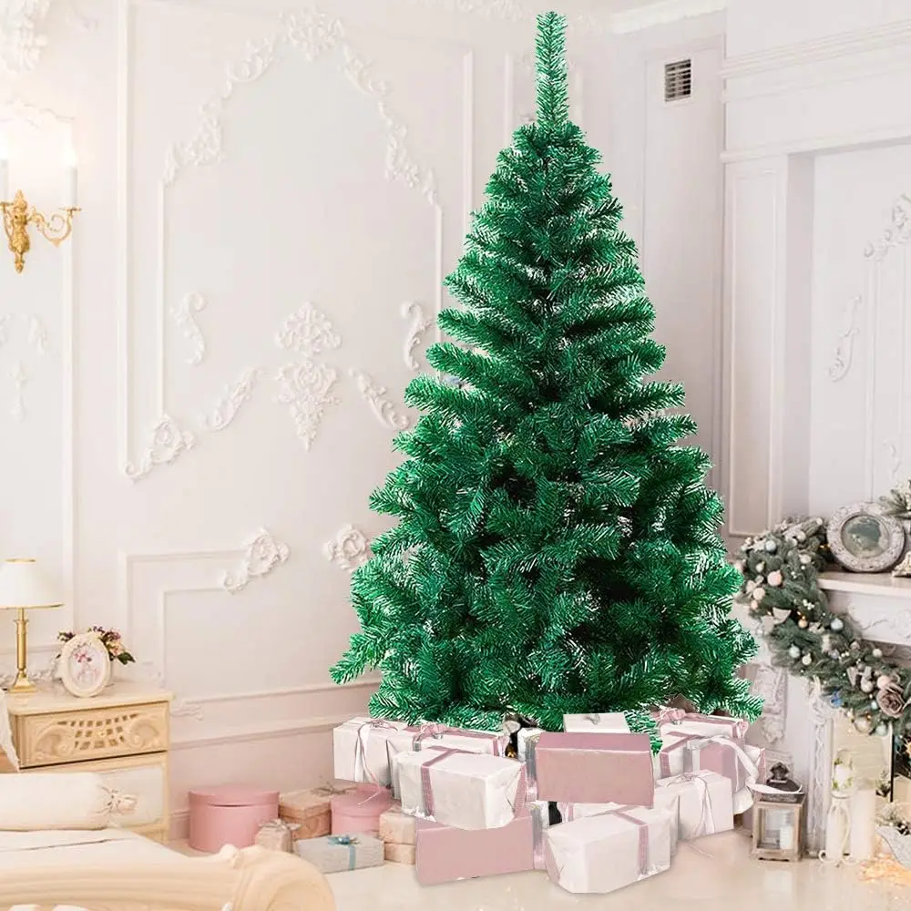 Árbol de Navidad Artificial Abeto de Hoja Espumillón 120/150/180/210/240cm Arboles verde/blanco con Soporte Metálico - Imagen 6