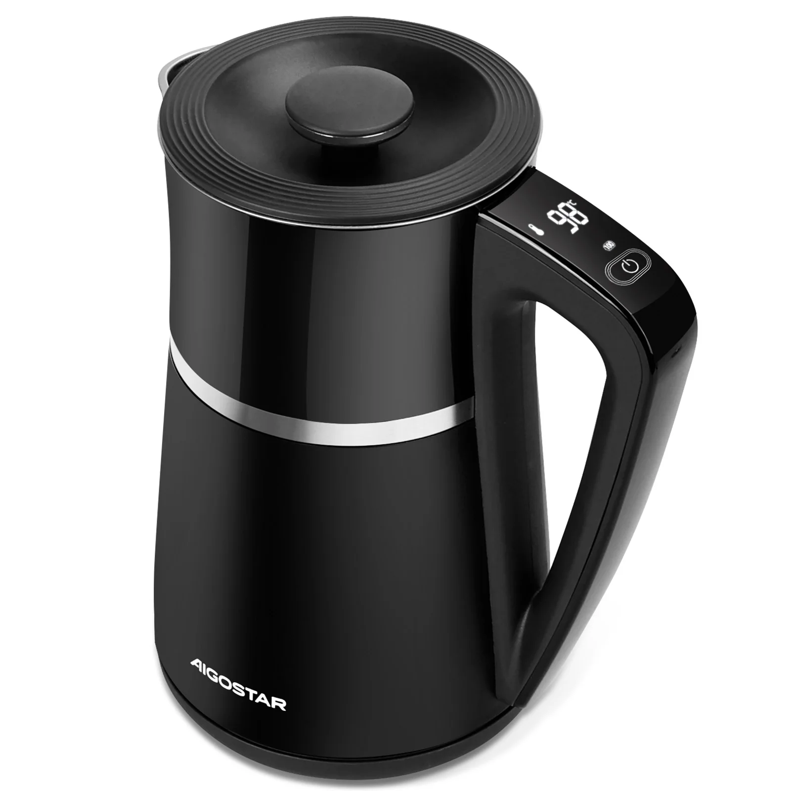 AIGOSTAR Hervidor de Agua, Temperatura Ajustable, Función Mantener Temperatura, Pantalla LED con Visualización de Temperatura.Acero Inoxidable, Doble Pared. (1.7L, 2200W)