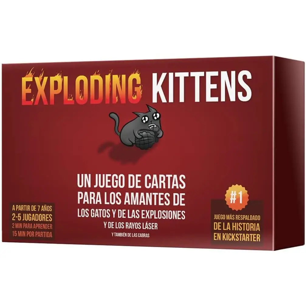 Asmodee - Exploding Kittens Edizione 2-5 Giocatori - Gioco da Tavolo Strategico e Divertente con Carte in Spagnolo per Amanti di Gatti ed Esplosioni, Non Farti Esplosioni i Gattini, Multicolore, 15 Minuti per Partita, Versione Spagnola