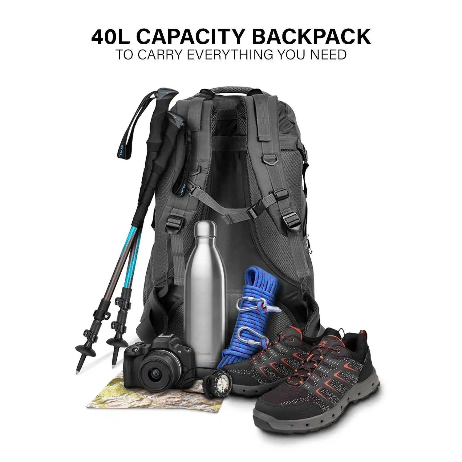Mochila De Senderismo 80L - Ligera, Resistente Al Agua, Con Sistema De Ventilación, Para Trekking, Camping, Montaña