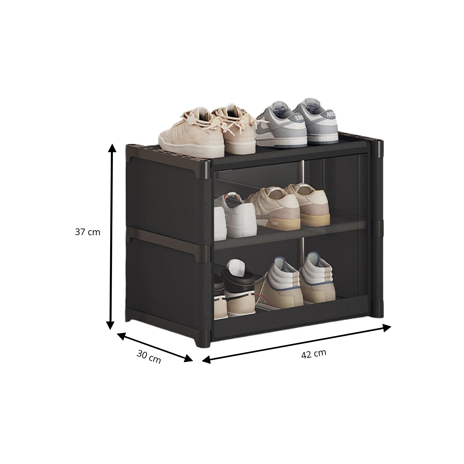 LUTODY - Zapatero, organizador de calzado compacto con cierre magnético, tela textil, Múltiples niveles, tubo de metal, plegable, portátil para recibidor, entrada, sala de estar y salón - Ligero y resistente