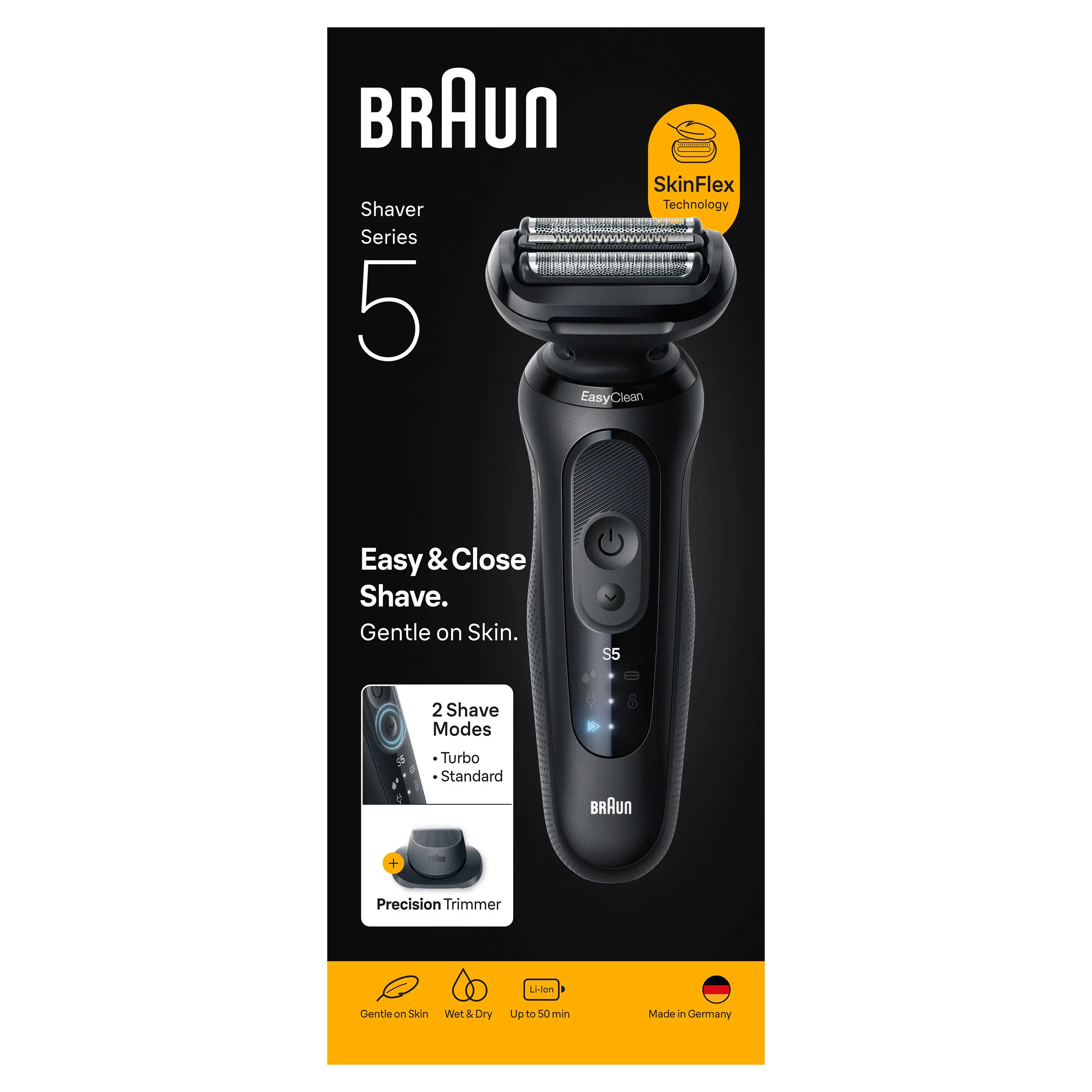 Braun Series 5 - Afeitadora eléctrica para hombre con recortadora de precisión EasyClick y EasyClean, Producto Europeo con Garantía Oficial.
