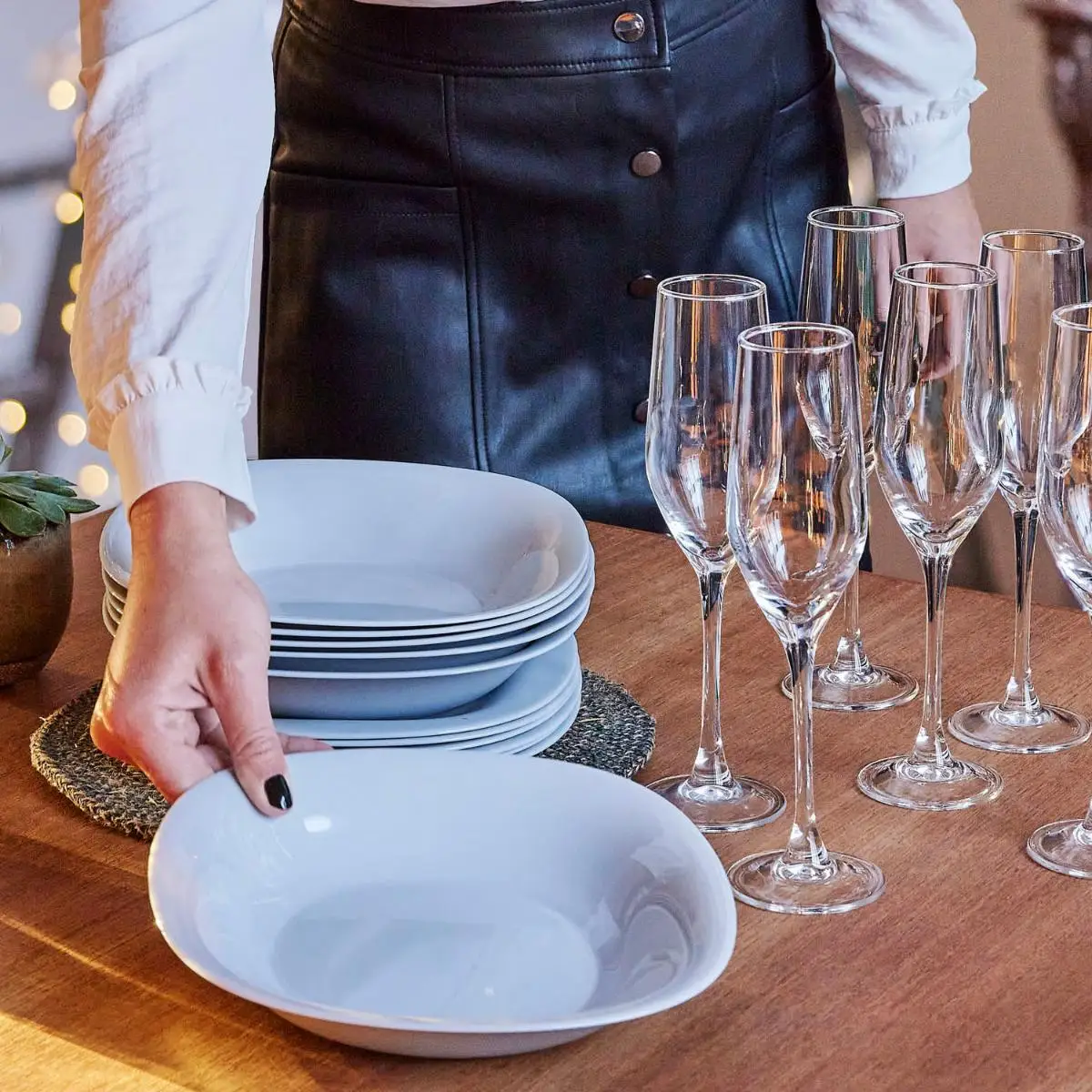 12 Personas Luminarc Vajilla Opal Carine N&B 19 Piezas Para