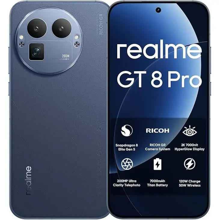 Teléfono - realme GT 8 Pro 5G Smartphone Móvil, 12GB+256GB | 16GB+512GB, Snapdragon 8 Elite Gen 5, Cámara desarrollada junto a RICOH GR, Cámara de Telefotografía Ultra Claridad 200MP, Pantalla 2K 7000nit HyperGlow, Batería de Titán 7000mAh