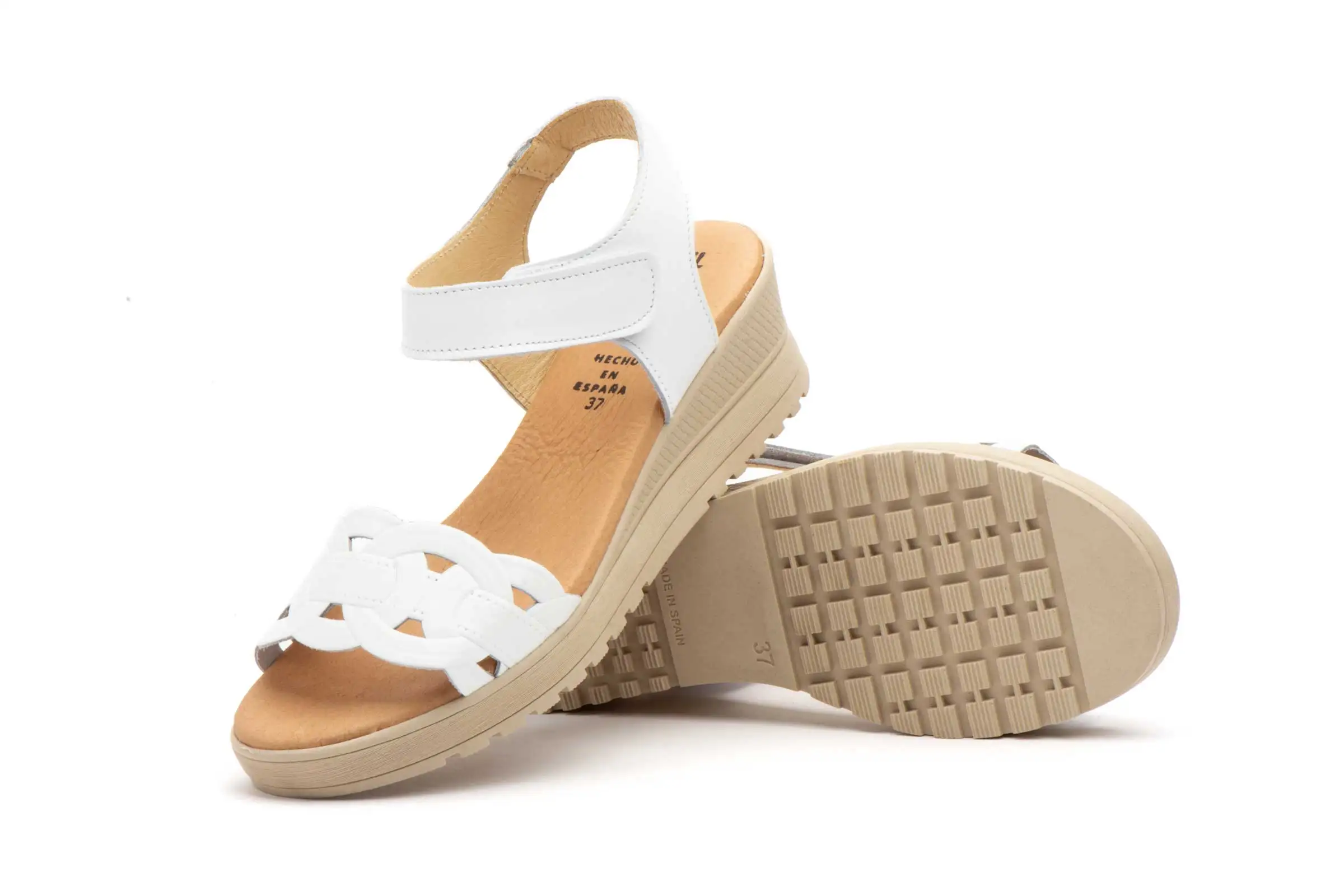White wedge sandals wearing view