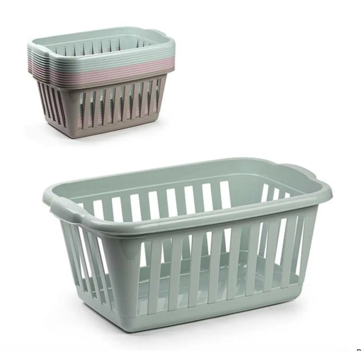 Cesta para la Colada Rectangular de Plástico 60 x 40 x 26 cm - Cesto de ...
