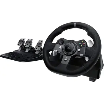 Logitech G920 Driving Force per Xbox One/PC - Volante da corsa con pedali, Force Feedback, rotazione di 900 gradi, progettato per Xbox Series X | S e Windows 10, offre un'esperienza di gioco coinvolgente.