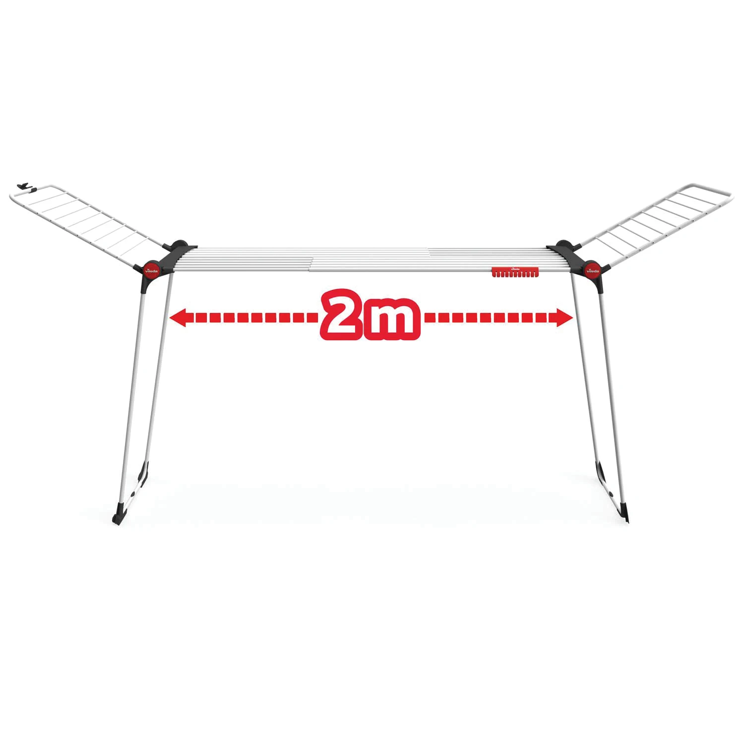 Vileda Infinity Flex Ultimate Black or White - Extendable Drying Rack with Side Wings and Thick Rods, Up to 30m Drying Space, Easy Assembly, Made of Durable Steel and Aluminum for Less Marks on Clothes.