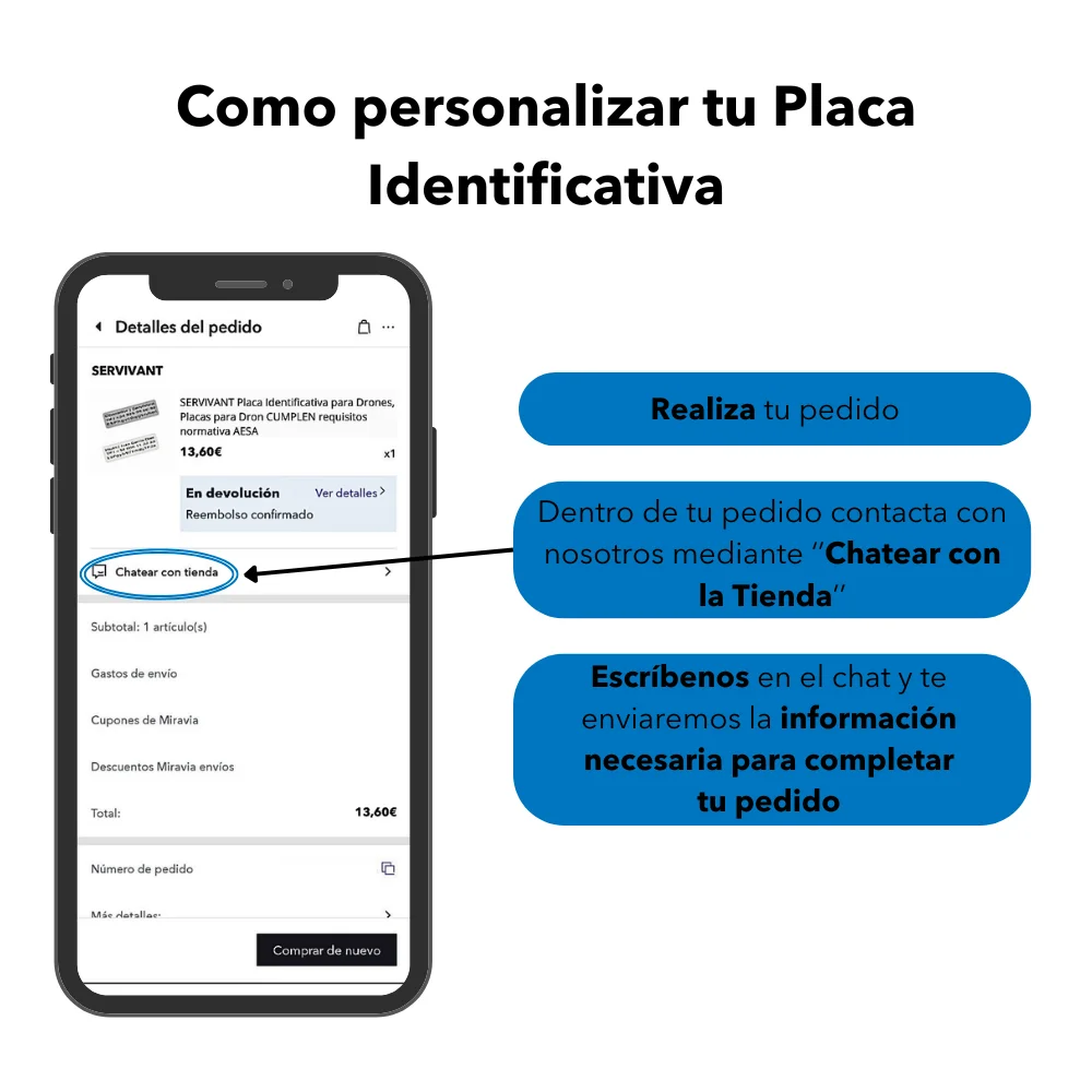 SERVIVANTE ● Piastra di identificazione per droni ● Requisiti di regolamentazione CUMPLEN AESA delle schede drone ● Dimensioni personalizzate per tutti i modelli di droni (kit 2 piastre 3 linee) - Etichetta drone personalizzabile in alluminio - immagine 2