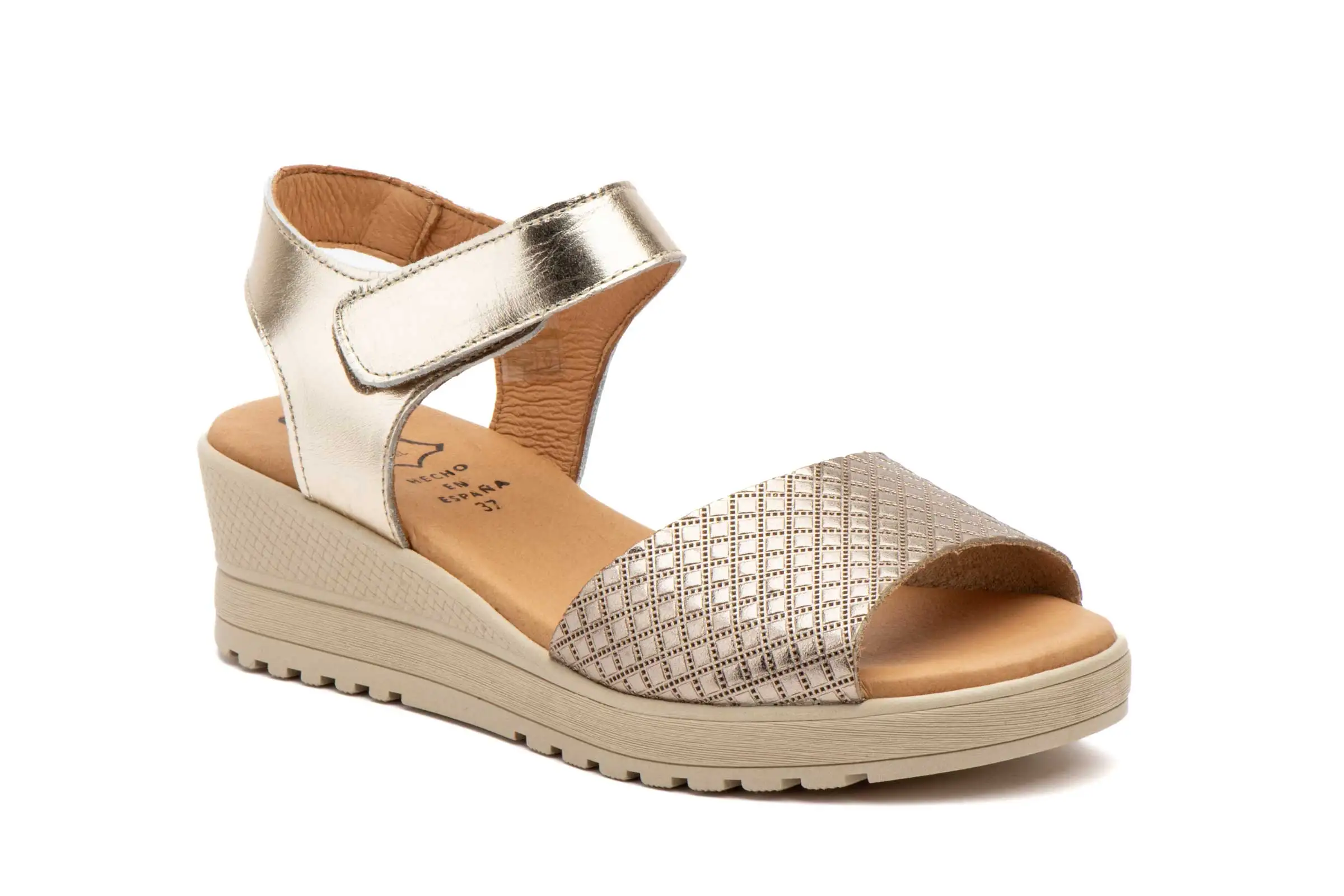 Black wedge sandals side view