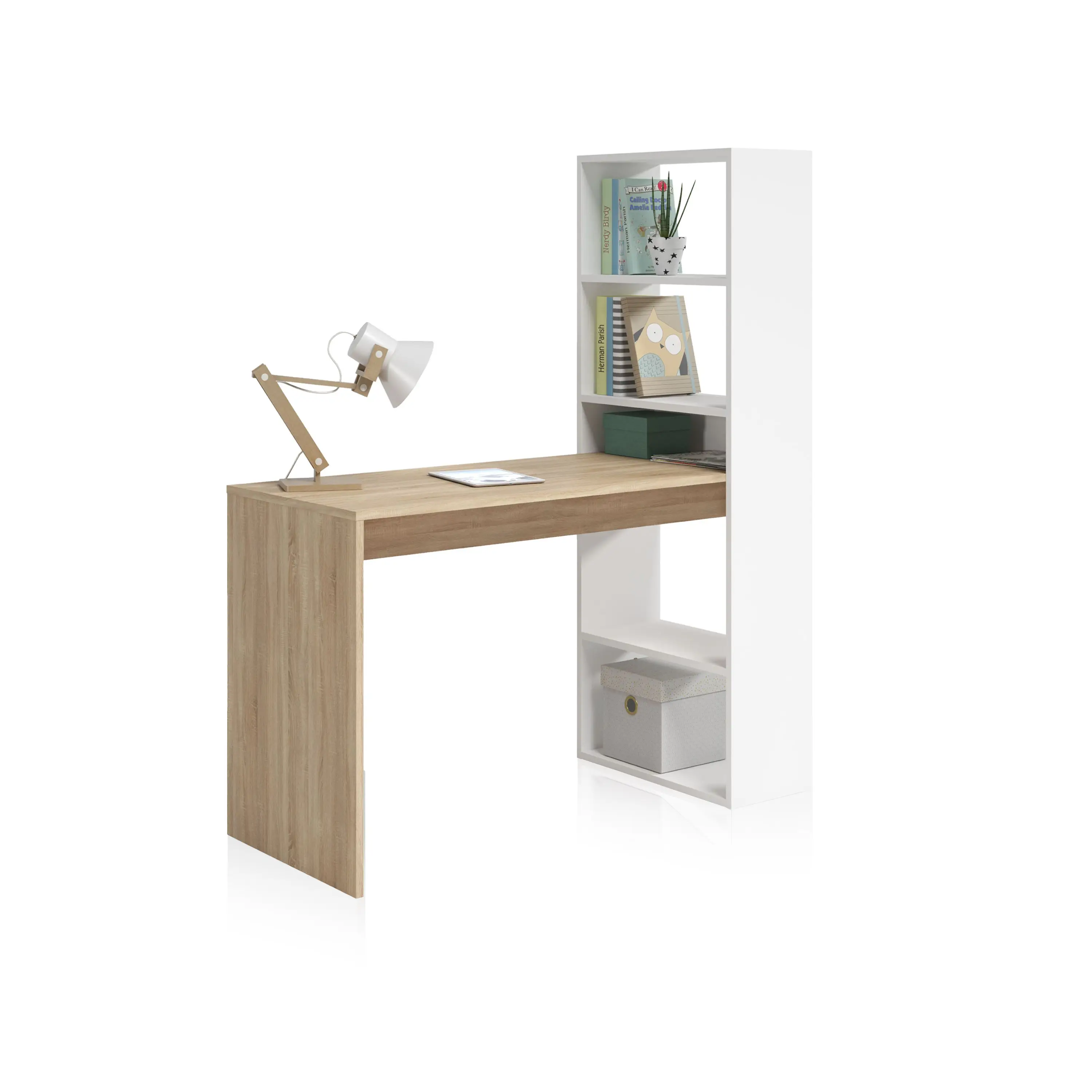 Habitdesign -Mesa de escritorio con estantería Duplo