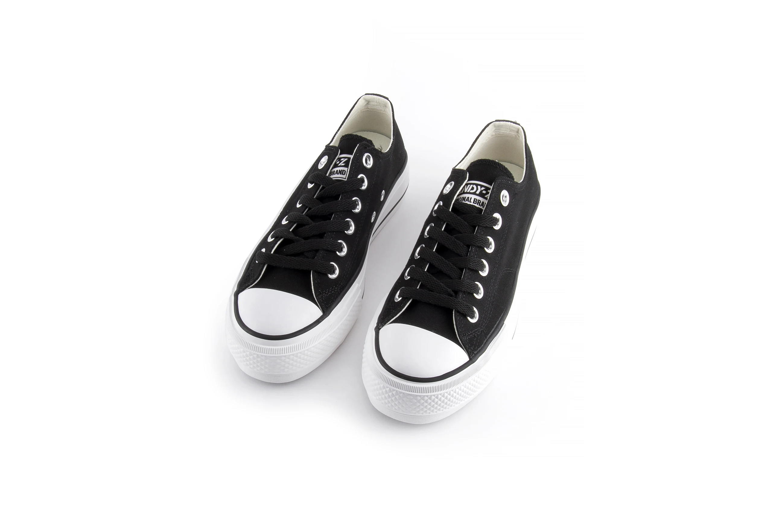 White canvas platform sneakers packaging