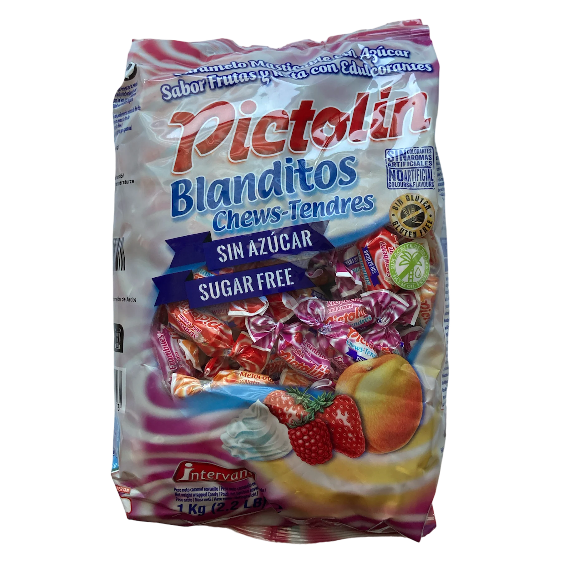 Pictolín Blanditos Sabor Frutas (Fresa, Frambuesa y Melocotón) y Nata Sin  Azúcar Bolsa 1 kg con 200 caramelos aprx. - AliExpress