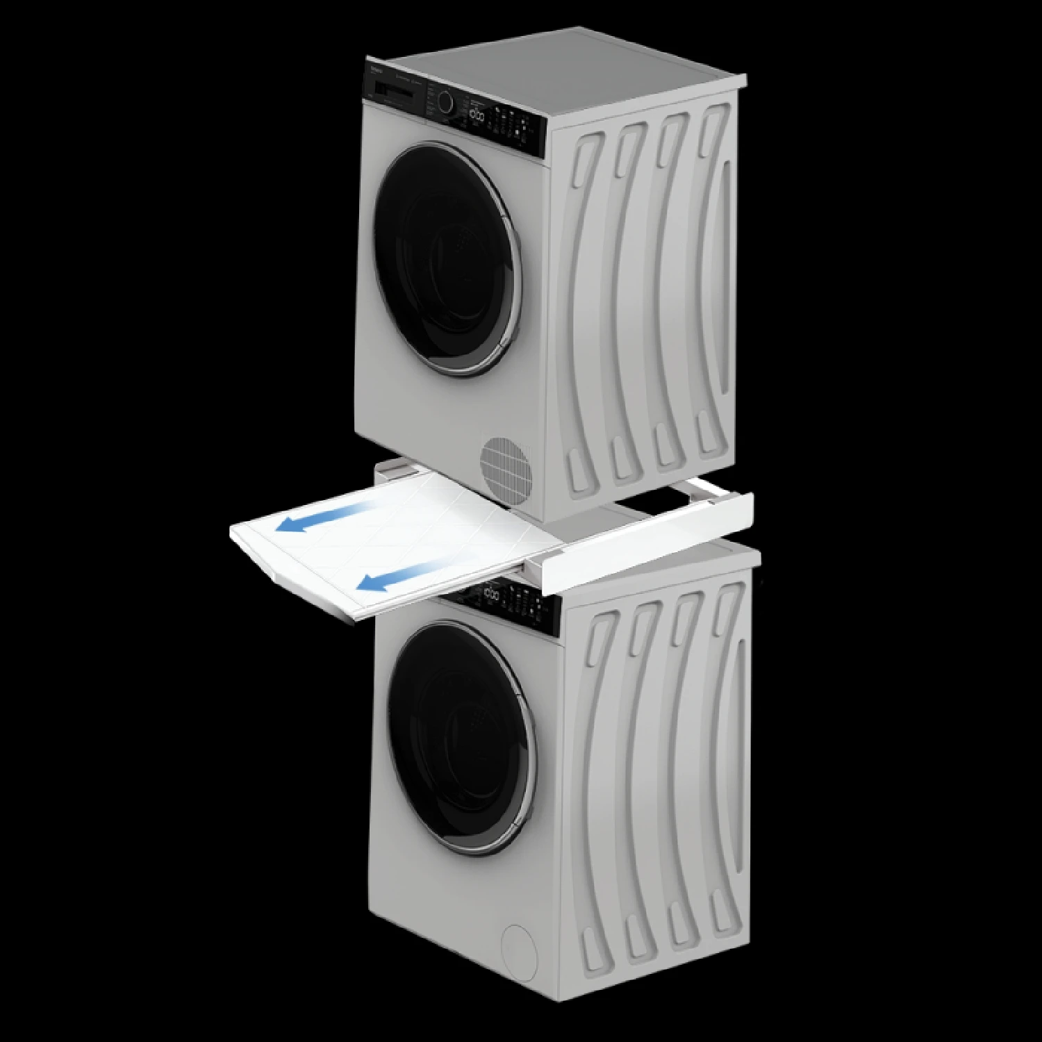 Kit Union Universal Kit Apilador Lavadora-Secadora C+P - Con Estante Deslizable - Para Profundidad 47-62 Cm - Blanco Organizador Lavadora Secadora