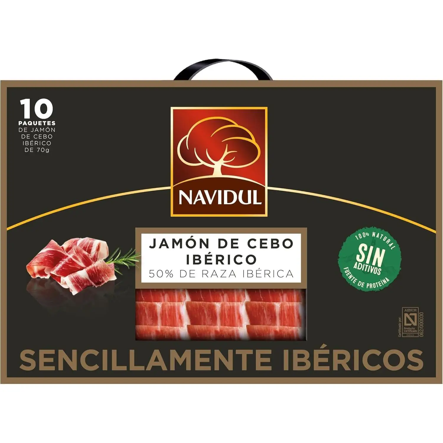 Navidul iberian cebo ham briefcase (50% iberian breed) 10x70g-iberian cebo shoulder briefcase (50% iberian breed) 10x70g