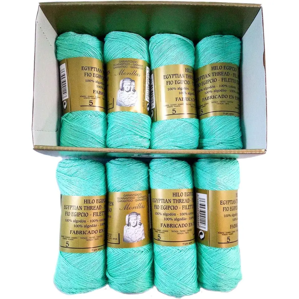 8 Zepelines Di Cotone Perlato 100% Egiziano - Ne 5/2, Colore Rosso 11, Per Uncinetto E Maglia - Prodotto In Spagna