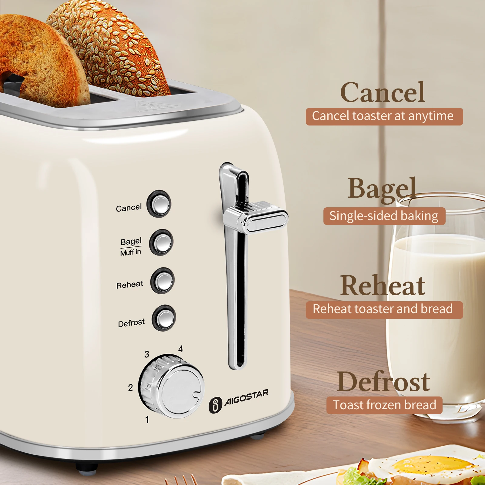 Tostadora Horizontal Tostadora De Rebanadas Con Ranura Extra