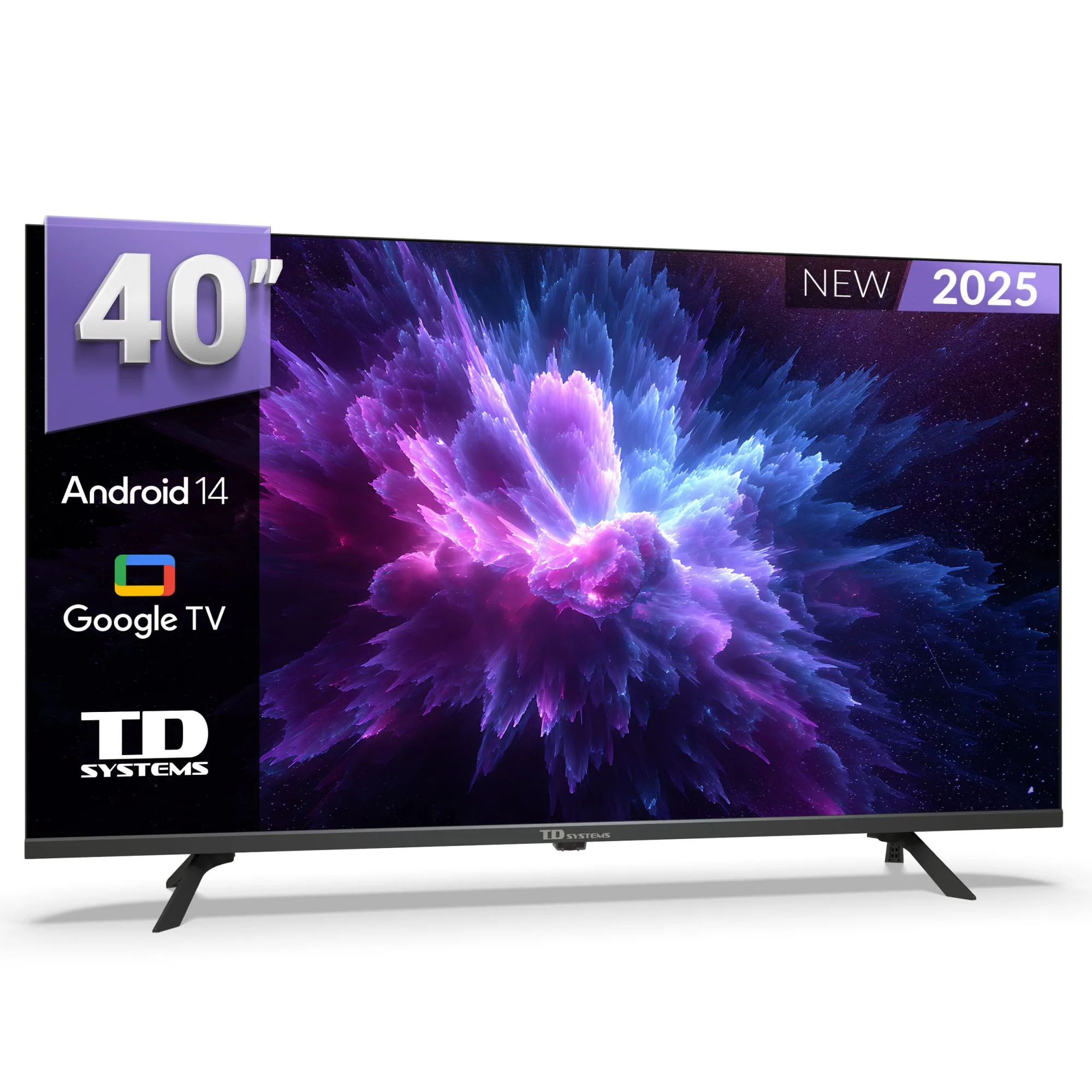 Smart TV 40 pulgadas Led Full HD, televisor Hey Google Official Assistant, control por voz - TD Systems K40DLK21GLE