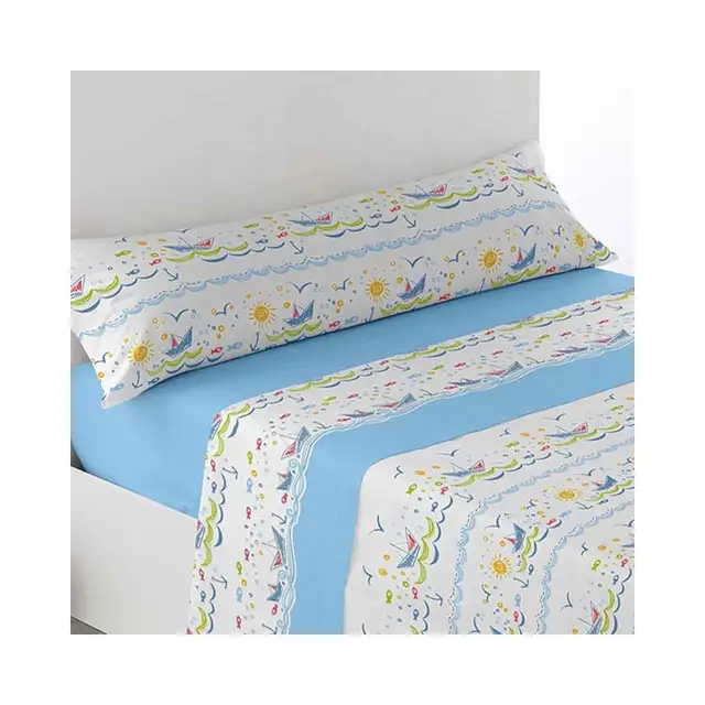 Juego de sábanas ligero, suave, fresco. Infantil, Azul, Juego de Cama 100% Microfibra tacto Satén. Cama de 90 Panda, Leones, Animales. Primavera, Verano. Dormitorio Elegante, Alegre, Colorido,Luz. Niño y Niña - Imagen 2