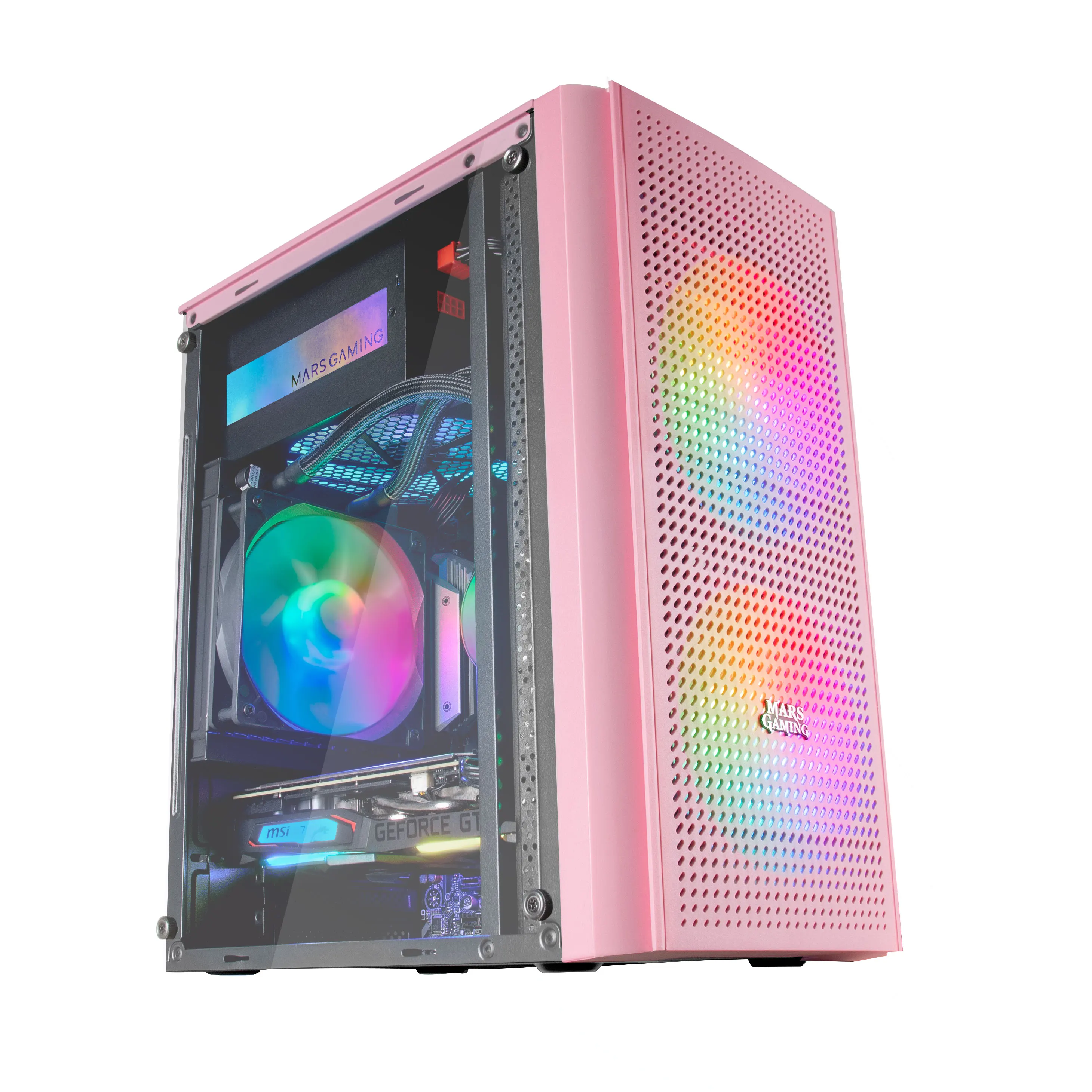 Mars Gaming MC300, Caja PC Compacta Gaming Micro ATX, Panel frontal Total-Mesh, Ventana Lateral Cristal Templado, 3 Ventiladores FRGB 12cm, Caja FRGB Negro, Blanco o Rosa - Imagen 2