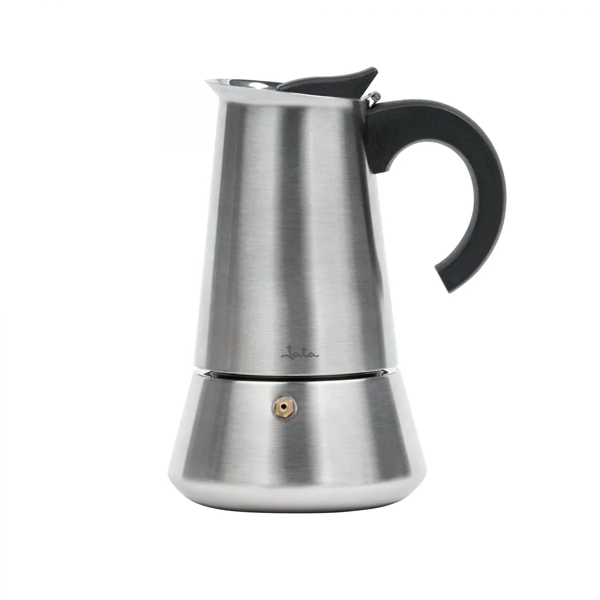 Jata CAX104 - Macchina da Caffè a Induzione Italiana, Capacità 4 Tazze, Adatta a Tutti i Tipi di Cucine, Corpo in Acciaio Inox