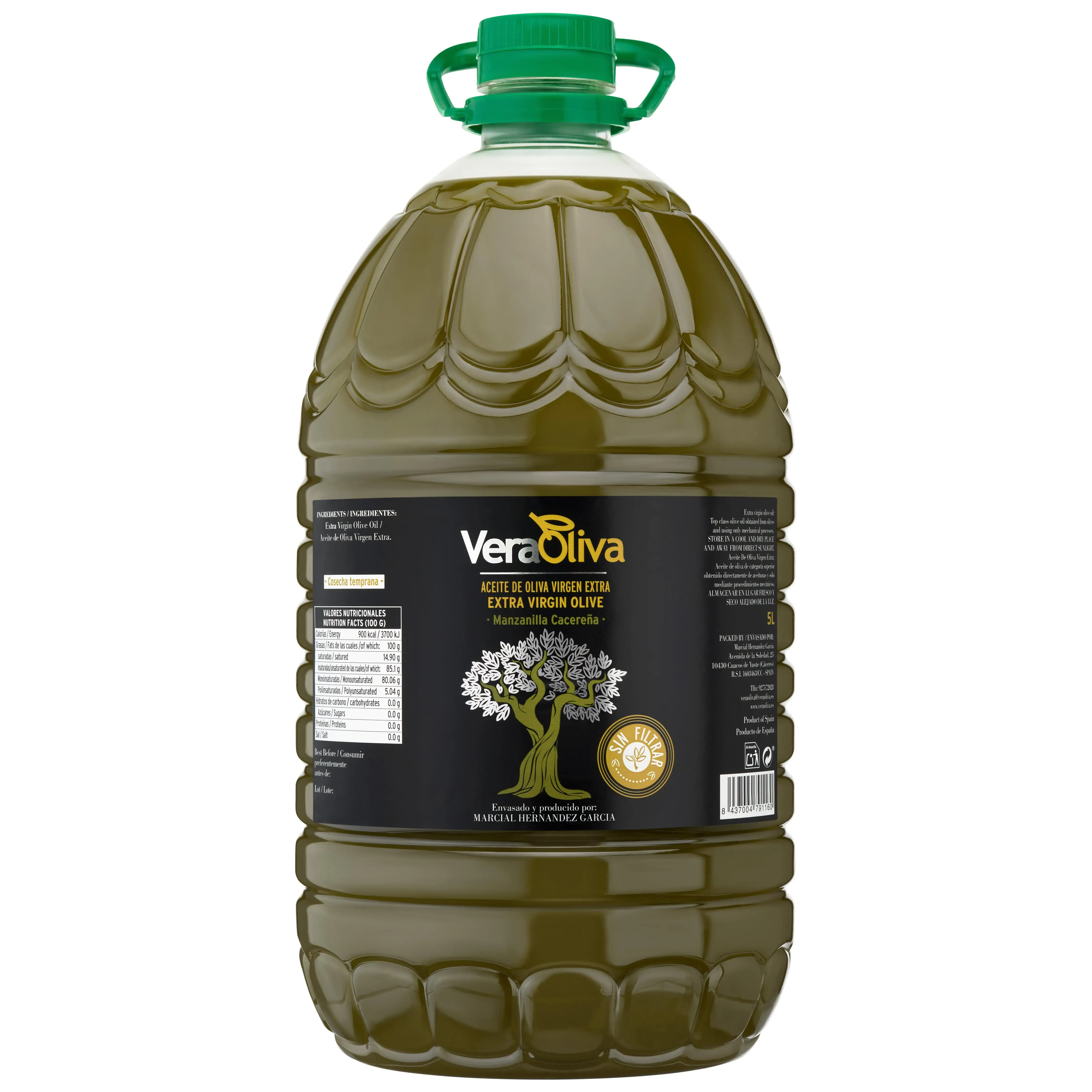 Veraoliva unfiltered extra virgin olive oil - 5l bottle - early harvest 2025/2026 - first cold pressed