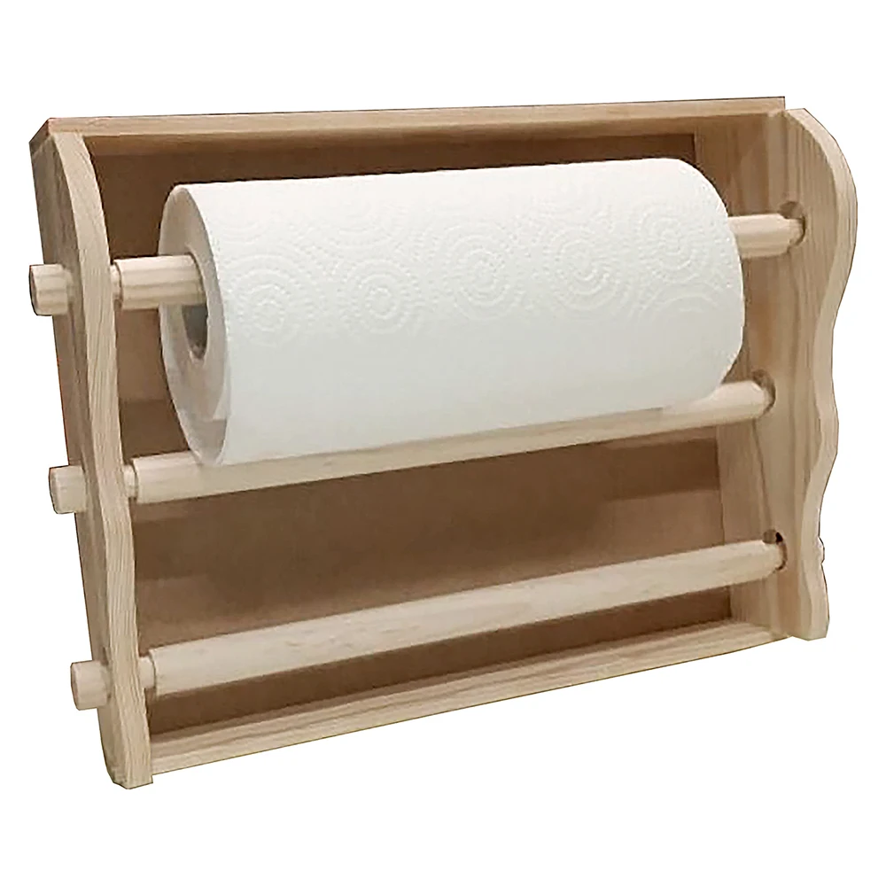 Organizador De Papel Film Con Cortador – De Madera, Para Puerta De Armario – Ahorra Espacio En Cocina Pequeña