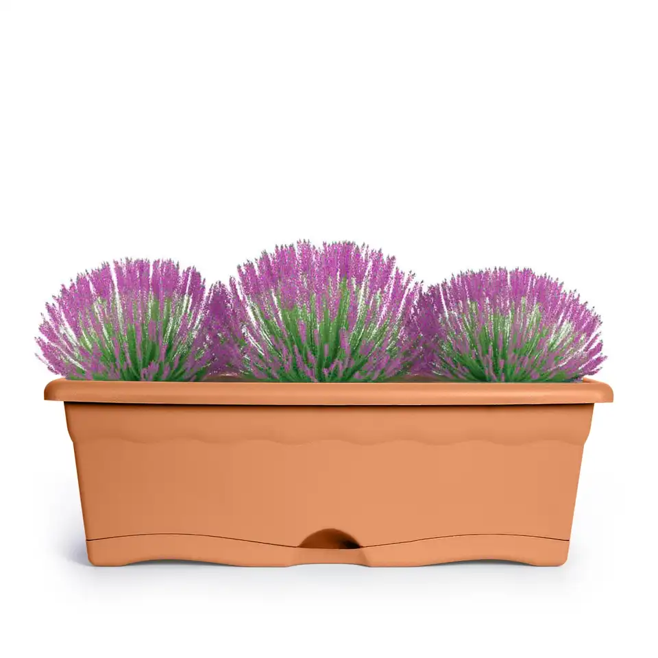 Plastiken TERRA - Set de 4 Jardineras con Plato Integrado. Medida 80 cm  16L. Terracota - AliExpress, image size:960x960