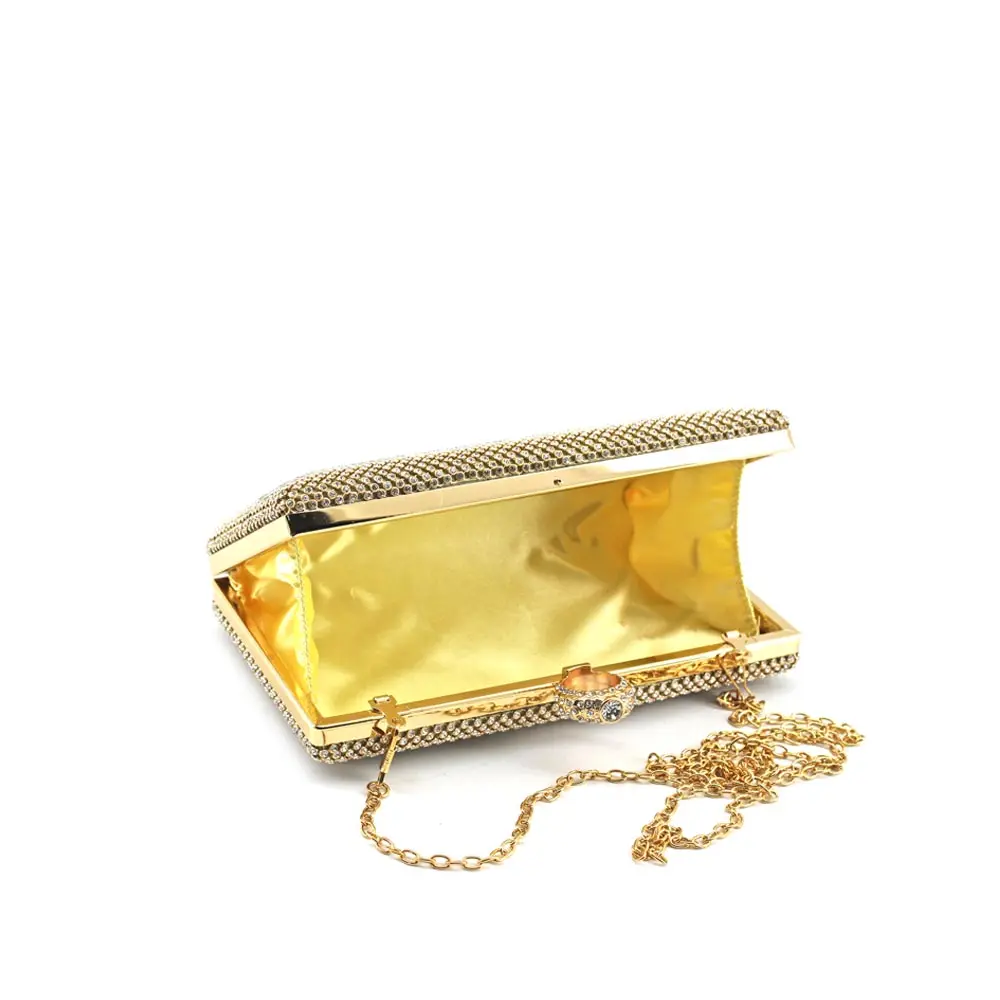 Bolso Elegante Evento Bolso Clutch MODELISA Con Detalle De Piedras Y Cadena - Para Fiesta, Boda, Noche, Medidas 20x13x5 Cm Bolso Boda Novia