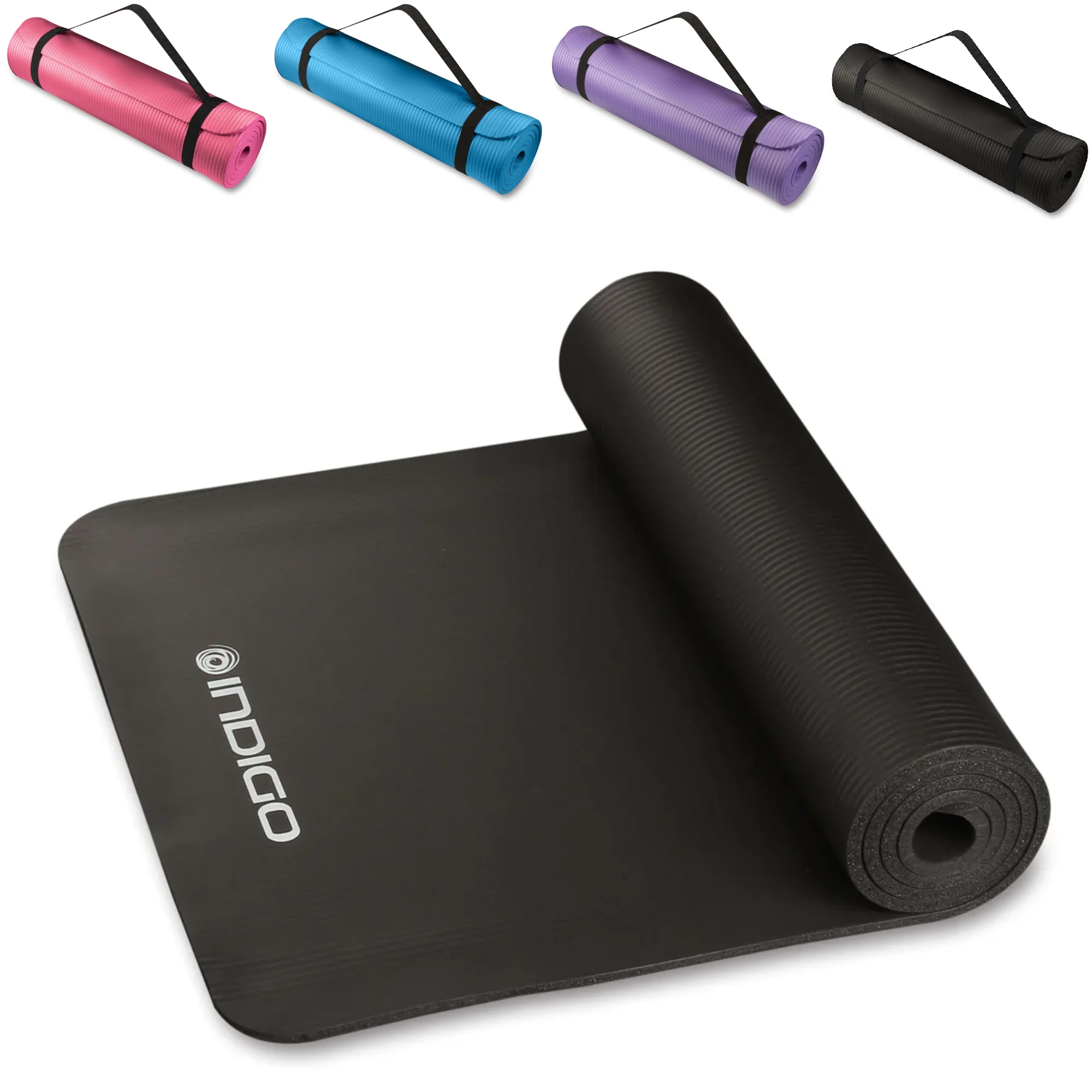 DRUNA INDIGO Yoga Mat, Anti-Slip NBR, Available in 10mm and 15mm Thickness, Perfect for Yoga, Pilates, and Exercises, Lightweight and Portable for Home or Gym Use, Easy to Clean for Comfort and Stability.