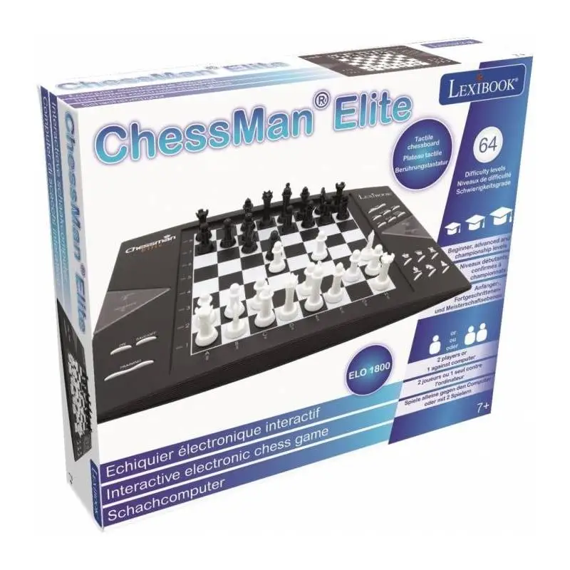 Lexibook Chessman® FX, juego de ajedrez electrónico con teclado táctil y efectos de luz y sonido, 32 piezas, 64 niveles de dificultad, juego de mesa familiar, negro/gris, CG1335 Lexibook Chessman® FX, juego de ajedrez electrónico con teclado táctil y efectos de luz y sonido, 32 piezas, 64 niveles de dificultad, juego de mesa familiar, negro/gris, CG1335