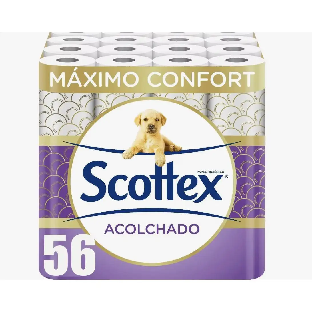 Papel higiénico Scottex 8 rollos(7PACK) acolchado 56 rollos en total con 3 capas de confort y suavidad