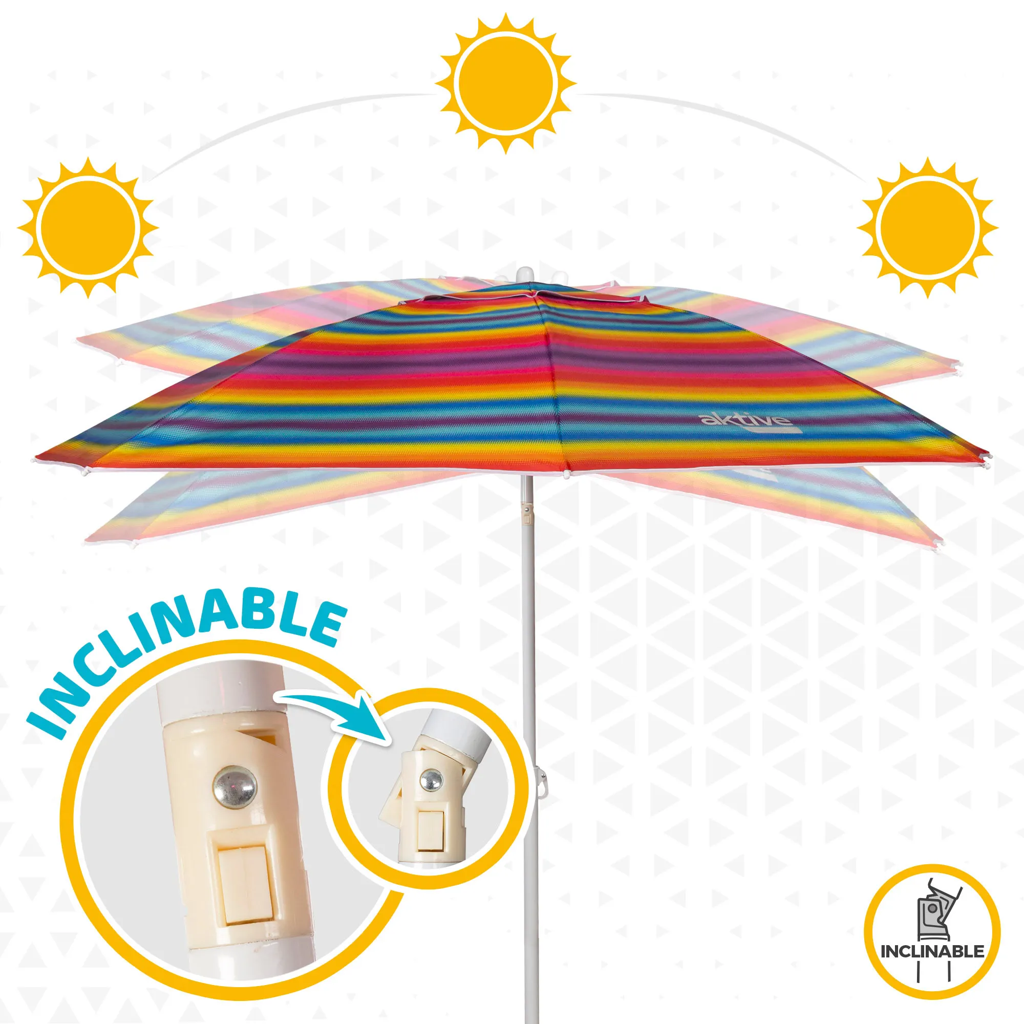 Sombrilla De Playa Grande Antiviento – 280 Cm, Octogonal, Mástil De 28-32 Mm, Protección UV30, Con Bolsa