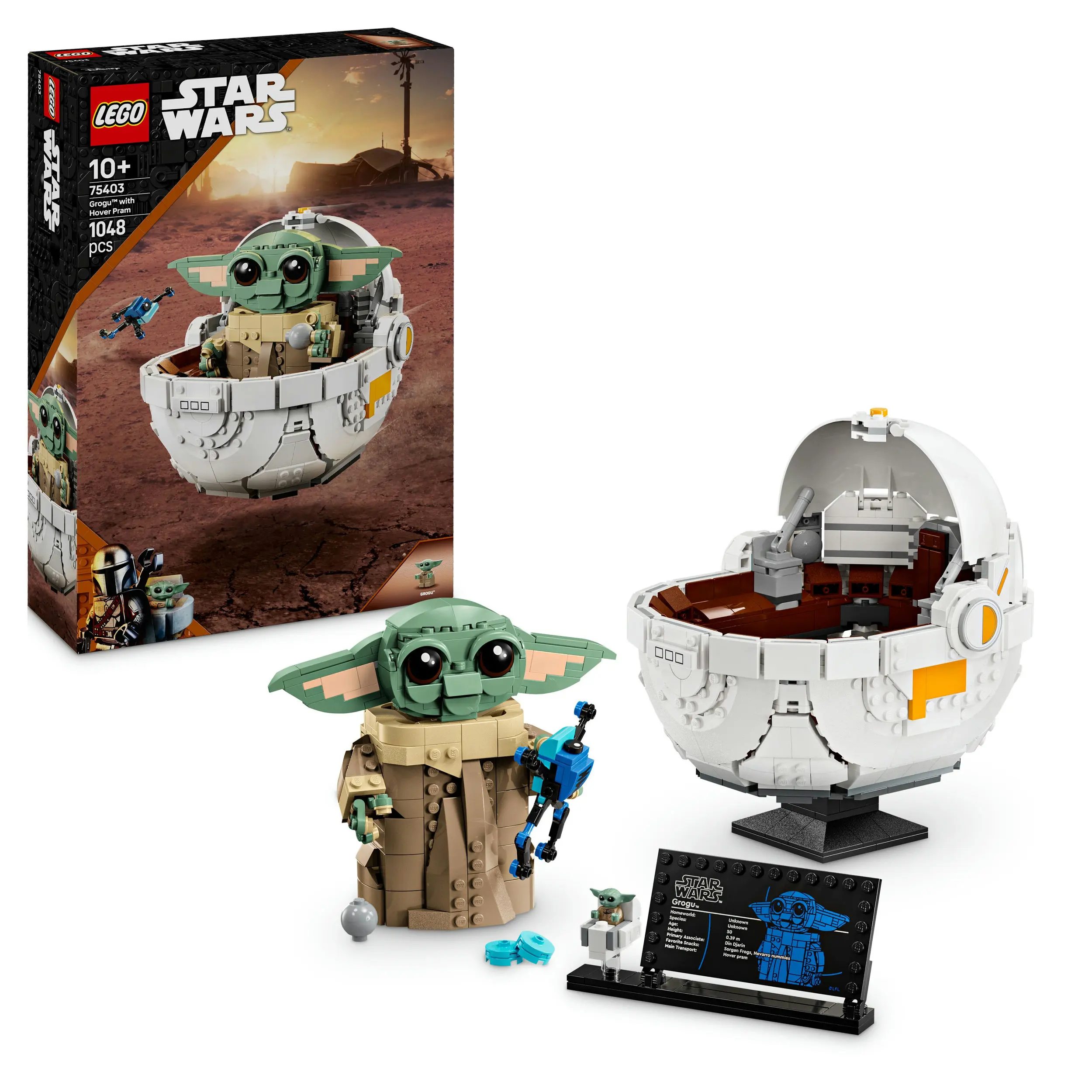 LEGO 75403 Star Wars Grogu con Aerocuna_ Figura Articulada de Baby Yoda de Juguete y Minifigura_ Ideal para Revivir Aventuras Galácticas
