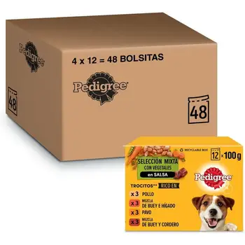 SELEZIONE MISTA Cibo Umido per Cani in Salsa - Multipack (4 confezioni x 12 buste x 100 g)
